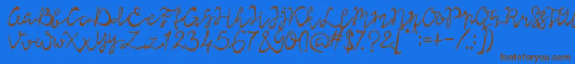 Lisna Regular Font – Brown Fonts on Blue Background