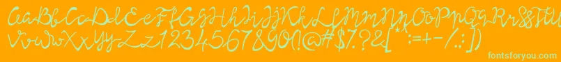 Lisna Regular-Schriftart – Grüne Schriften auf orangefarbenem Hintergrund