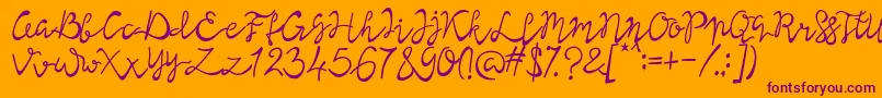 Lisna Regular-Schriftart – Violette Schriften auf orangefarbenem Hintergrund