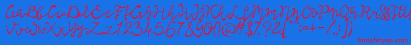 Lisna Regular-Schriftart – Rote Schriften auf blauem Hintergrund