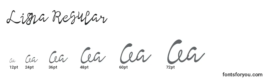 Размеры шрифта Lisna Regular
