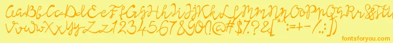 Lisna Regular-Schriftart – Orangefarbene Schriften auf gelbem Hintergrund