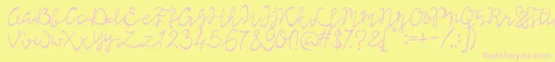 Lisna Regular Font – Pink Fonts on Yellow Background