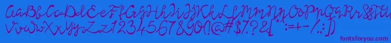 Lisna Regular Font – Purple Fonts on Blue Background