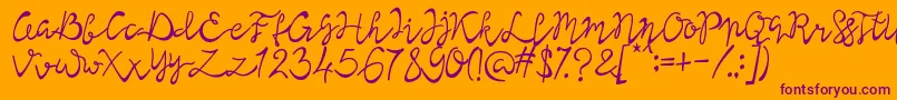 Lisna Regular-Schriftart – Violette Schriften auf orangefarbenem Hintergrund