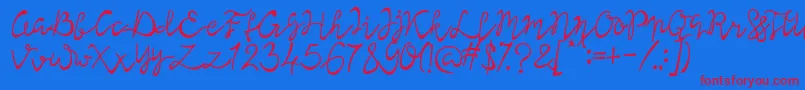 Lisna Regular Font – Red Fonts on Blue Background