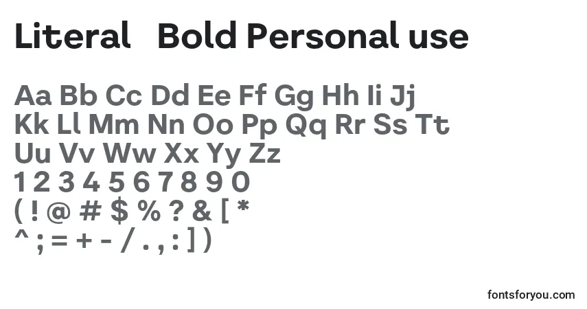 Шрифт Literal   Bold Personal use – алфавит, цифры, специальные символы