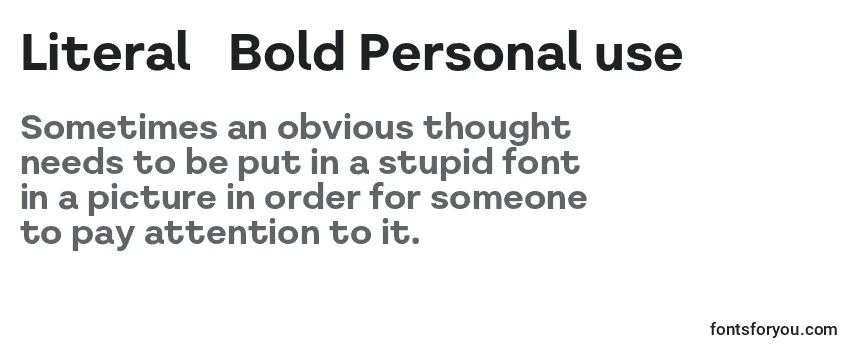 Schriftart Literal   Bold Personal use