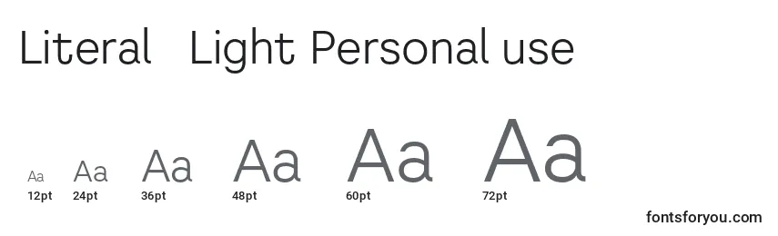 Literal   Light Personal use Font Sizes