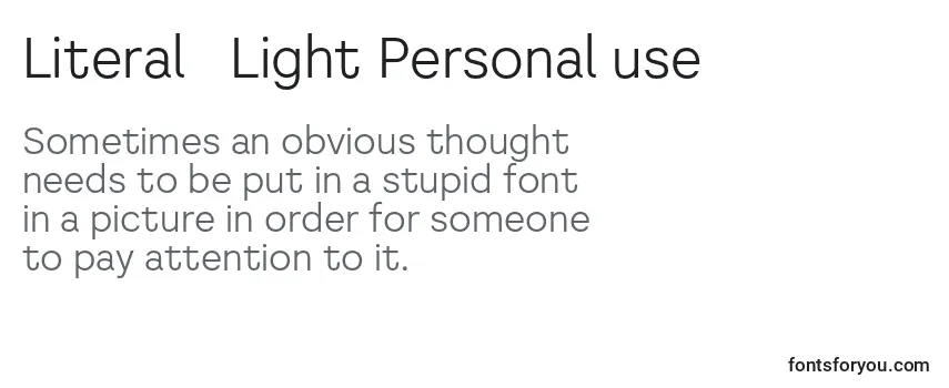 Review of the Literal   Light Personal use Font
