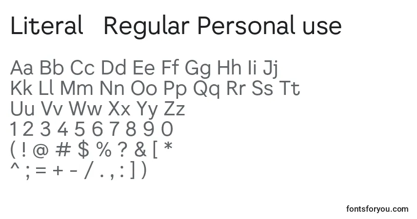 A fonte Literal   Regular Personal use – alfabeto, números, caracteres especiais
