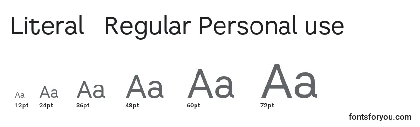 Literal   Regular Personal use Font Sizes