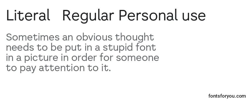 Literal   Regular Personal use-fontti