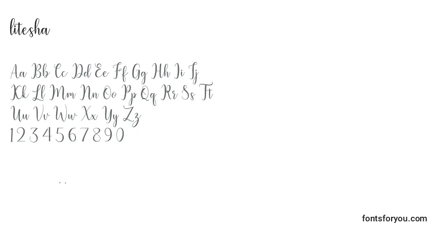Schriftart Litesha – Alphabet, Zahlen, spezielle Symbole