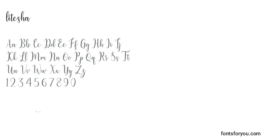 Schriftart Litesha (132675) – Alphabet, Zahlen, spezielle Symbole