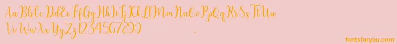 litesha-Schriftart – Orangefarbene Schriften auf rosa Hintergrund