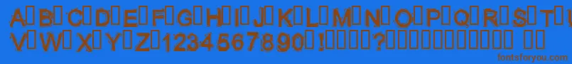 フォントLITHIUM  – 茶色の文字が青い背景にあります。