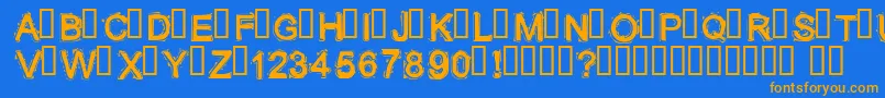 フォントLITHIUM  – オレンジ色の文字が青い背景にあります。