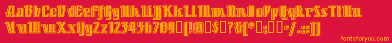 LITTDC  -Schriftart – Orangefarbene Schriften auf rotem Hintergrund