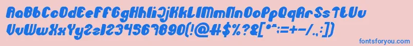 Fonte Little Atom Bold Italic – fontes azuis em um fundo rosa