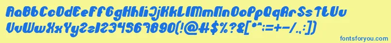 Little Atom Bold Italic Font – Blue Fonts on Yellow Background