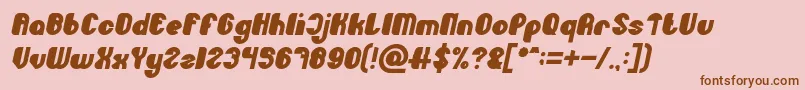 フォントLittle Atom Bold Italic – ピンクの背景に茶色のフォント