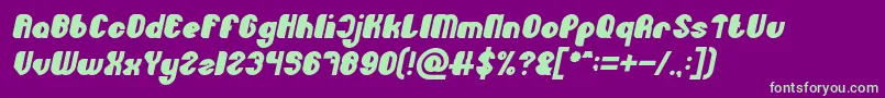 Fonte Little Atom Bold Italic – fontes verdes em um fundo violeta