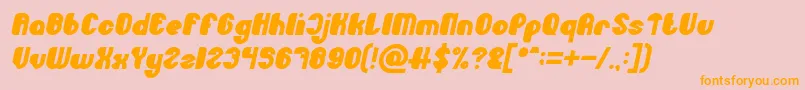 Fonte Little Atom Bold Italic – fontes laranjas em um fundo rosa