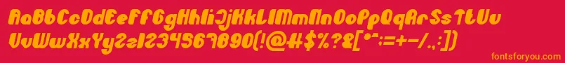 Fonte Little Atom Bold Italic – fontes laranjas em um fundo vermelho