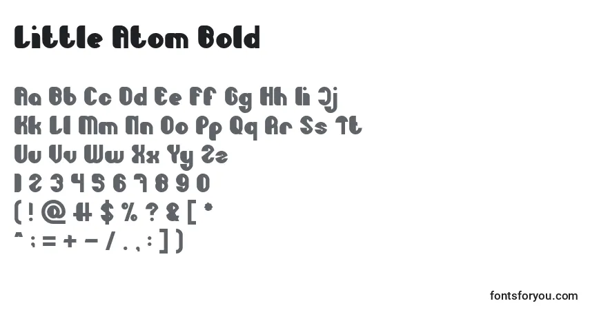 Schriftart Little Atom Bold – Alphabet, Zahlen, spezielle Symbole