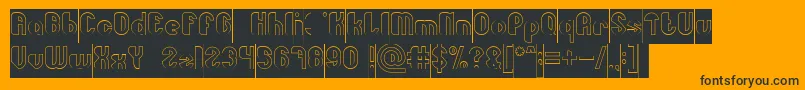 フォントLittle Atom Hollow Inverse – 黒い文字のオレンジの背景