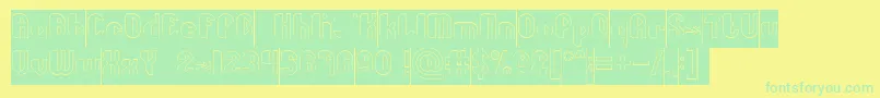 Little Atom Hollow Inverse Font – Green Fonts on Yellow Background