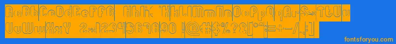 Weitere Informationen zur Little Atom Hollow Inverse-Schriftart Little Atom Hollow Inverse-Schriftart – Orangefarbene Schriften auf blauem Hintergrund