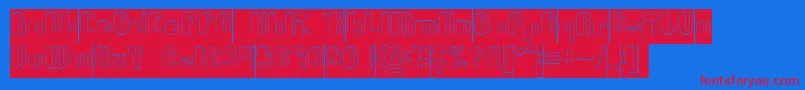 フォントLittle Atom Hollow Inverse – 赤い文字の青い背景