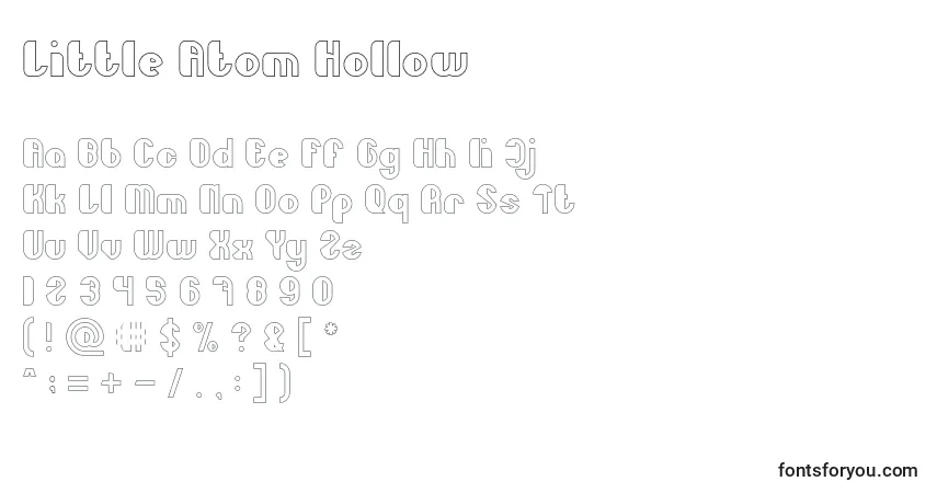 A fonte Little Atom Hollow – alfabeto, números, caracteres especiais