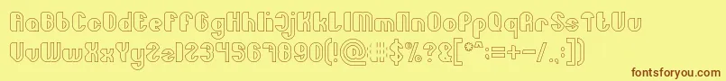 Little Atom Hollow Font – Brown Fonts on Yellow Background