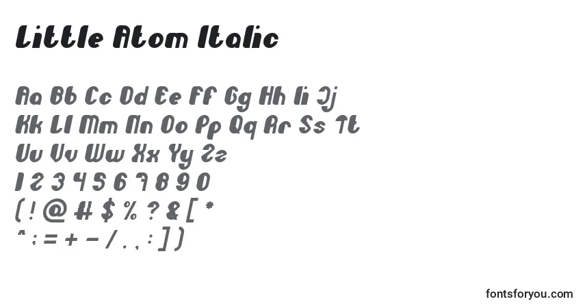 Шрифт Little Atom Italic – алфавит, цифры, специальные символы