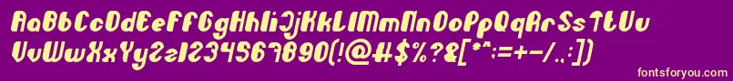 Fonte Little Atom Italic – fontes amarelas em um fundo roxo