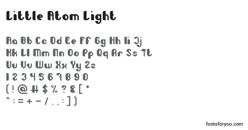 A fonte Little Atom Light – alfabeto, números, caracteres especiais
