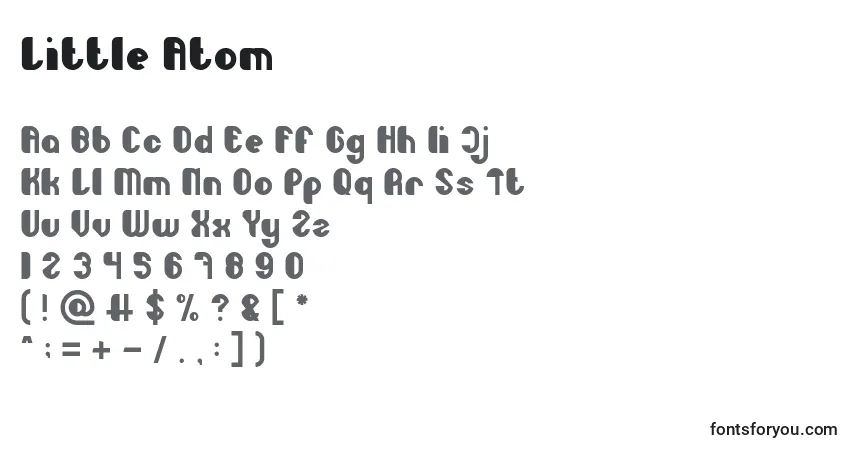 Schriftart Little Atom – Alphabet, Zahlen, spezielle Symbole