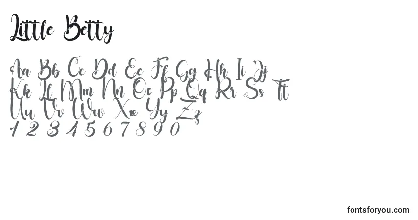 Schriftart Little Betty – Alphabet, Zahlen, spezielle Symbole