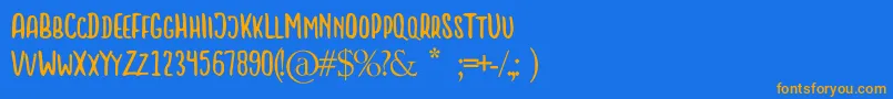 LITTLE BOSS-Schriftart – Orangefarbene Schriften auf blauem Hintergrund