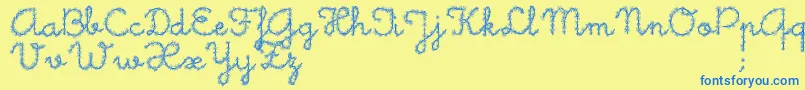 Little Daisy-Schriftart – Blaue Schriften auf gelbem Hintergrund