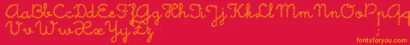 フォントLittle Daisy – 赤い背景にオレンジの文字