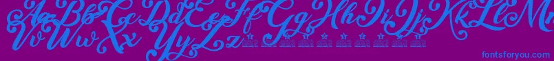 Little Sister Personal Use Font – Blue Fonts on Purple Background