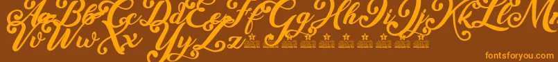 Little Sister Personal Use Font – Orange Fonts on Brown Background