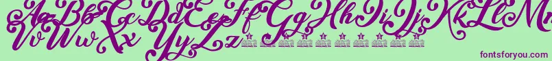 Little Sister Personal Use Font – Purple Fonts on Green Background