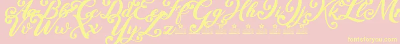 Fonte Little Sister Personal Use – fontes amarelas em um fundo rosa