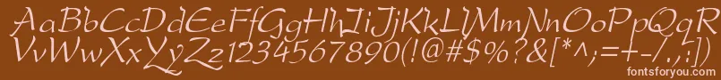 フォントDfdroI – 茶色の背景にピンクのフォント