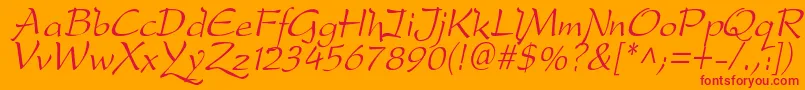 DfdroI-Schriftart – Rote Schriften auf orangefarbenem Hintergrund